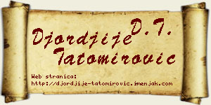 Đorđije Tatomirović vizit kartica